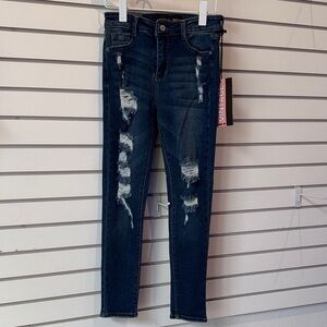 Vintage Navy Distressed Skinny Jeans